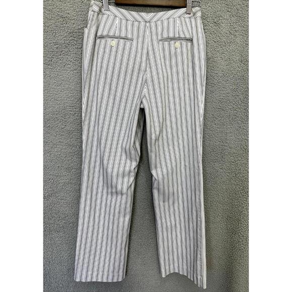 i.e. Pants Womens 8 Gray White Pinstripe Straight Leg Y2K Minimalist Workwear - Picture 2 of 8